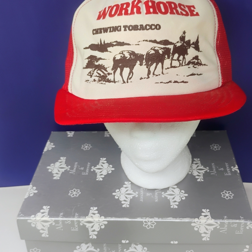 Red and White Work Horse Trucker Hat
